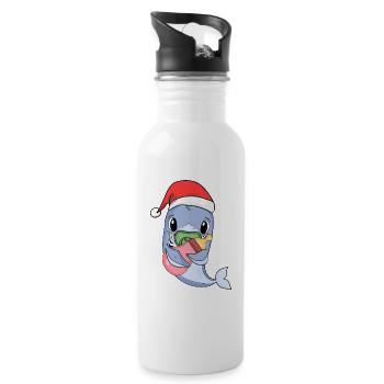 Shark Baby Christmas Fish Fish - Water bottle with straw - white - Right