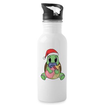 Turtle Baby Christmas - Water bottle with straw - white - Right