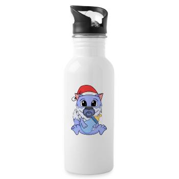 Wolf Baby Christmas - Water bottle with straw - white - Right