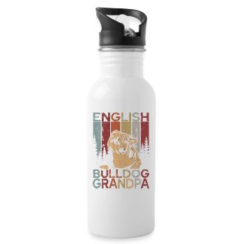 Bouledogue anglais grand-père - Gourde avec paille intégrée - blanc - Droite