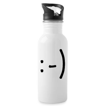 Einfach lächeln - Trinkflasche mit integriertem Trinkhalm - Weiß - Rechts