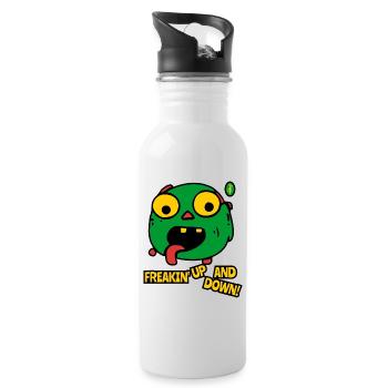 Freakin' Up and Down Cartoon Monster - Water bottle with straw - white - Right