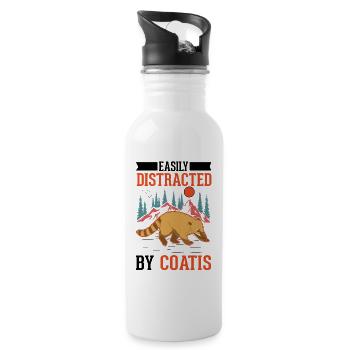 Facilement distrait par Coatis Coati - Gourde avec paille intégrée - blanc - Droite