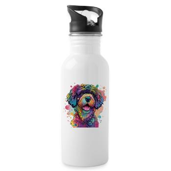 Portuguese Water Dog Watercolor – PWD Owner - Water bottle with straw - white - Right
