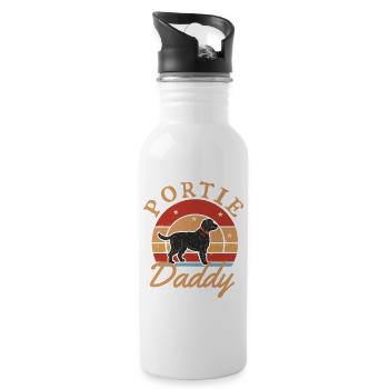 Portie Daddy Portugiesischer Wasserhund – - Trinkflasche mit integriertem Trinkhalm - Weiß - Rechts