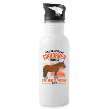 Freiberger Pferd Einhorn - Trinkflasche mit integriertem Trinkhalm - Weiß - Rechts