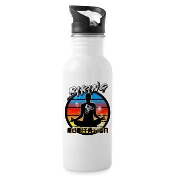 Biker - Trinkflasche mit integriertem Trinkhalm - Weiß - Rechts