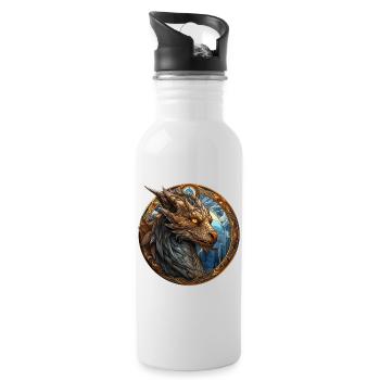 Dragon creature Franzi, the guardian of the world. - Water bottle with straw - white - Right