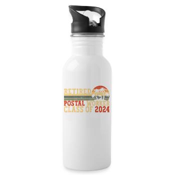 Retired Postal Worker Class Of 2024 - Water bottle with straw - white - Right