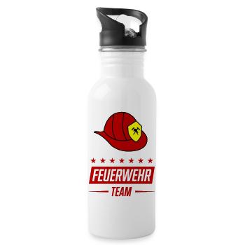 feuerwehr 1 - Trinkflasche mit integriertem Trinkhalm - Weiß - Rechts
