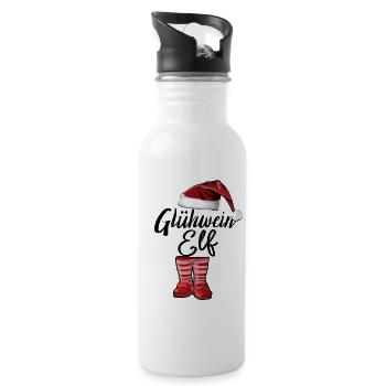 Weihnachten Glühwein Elf: Wichtelgeschenke - Trinkflasche mit integriertem Trinkhalm - Weiß - Rechts