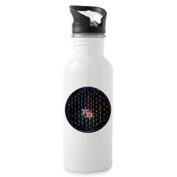 Fleur de vie arc-en-ciel Design - Gourde avec paille intégrée - blanc - Droite