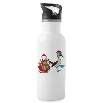 Blue-footed Snowman Christmas - Water bottle with straw - white - Right