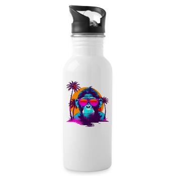 CoolChimpSunglassesRetroSunset - Trinkflasche mit integriertem Trinkhalm - Weiß - Rechts