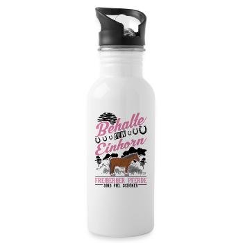 Freiberger Pferd Einhorn - Trinkflasche mit integriertem Trinkhalm - Weiß - Rechts