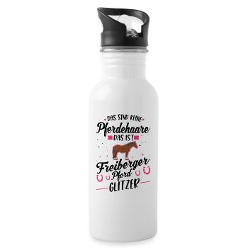 Freiberger Pferd Glitzer - Trinkflasche mit integriertem Trinkhalm - Weiß - Rechts