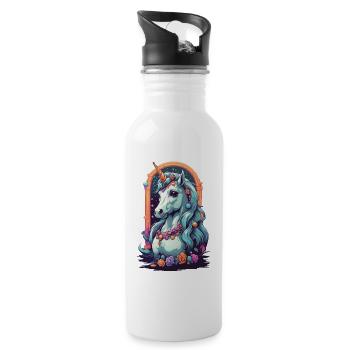 Magical Unicorn Pastel Fantasy Design - Water bottle with straw - white - Right