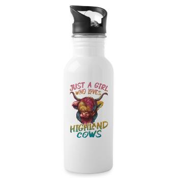 Juste une fille qui aime les vaches - Gourde avec paille intégrée - blanc - Droite