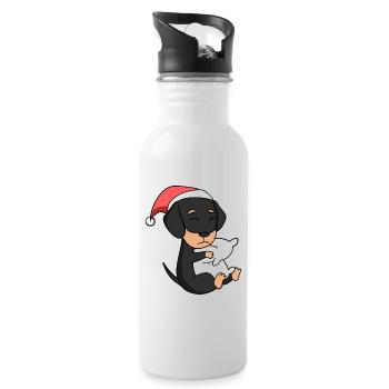 Teckel Chien Animal Noël - Gourde avec paille intégrée - blanc - Droite
