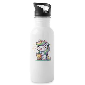 Kawaii Einhörner Bubble Tea Boba Einhorn - Trinkflasche mit integriertem Trinkhalm - Weiß - Rechts