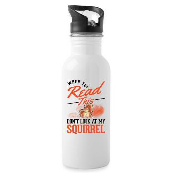 Écureuil cadeau écureuil gris - Gourde avec paille intégrée - blanc - Droite