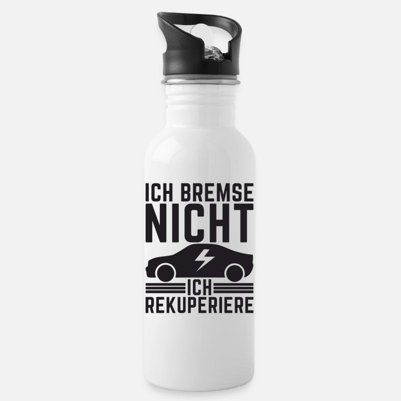 Ich Bremse nicht ich rekuperiere E-Auto Elektro - Trinkflasche mit integriertem Trinkhalm - Weiß