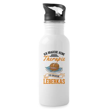 Leberkas Therapie Leberkäse Fleischkäse - Trinkflasche mit integriertem Trinkhalm - Weiß - Rechts