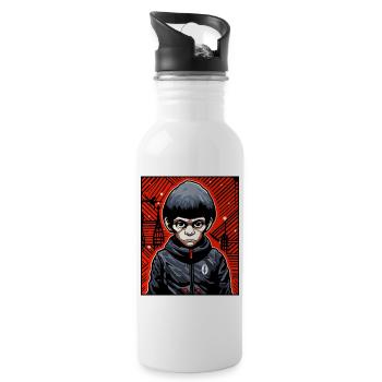 Artistic Monkey Boy Hybrid Monkey and Boy - Water bottle with straw - white - Right
