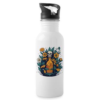 Die Essenz des Lebens sind Pflanzen - Trinkflasche mit integriertem Trinkhalm - Weiß - Rechts