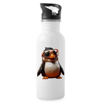 Pinguin Sonnenbrille Geschenk Ich Liebe Pinguine - Trinkflasche mit integriertem Trinkhalm - Weiß - Rechts