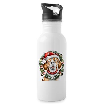 Beagle Portrait Noël - Gourde avec paille intégrée - blanc - Droite