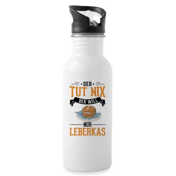 Der tut nix Der will nur Leberkas Leberkäse - Trinkflasche mit integriertem Trinkhalm - Weiß - Rechts