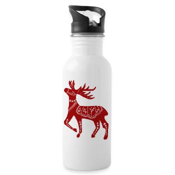 Schweden Schweden dalarna dala Pferd Pferd Frohe Weihnachten Elch - Trinkflasche mit integriertem Trinkhalm - Weiß - Rechts