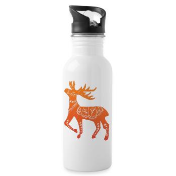 Schweden Schweden dalarna dala Pferd Pferd Frohe Weihnachten Elch - Trinkflasche mit integriertem Trinkhalm - Weiß - Rechts