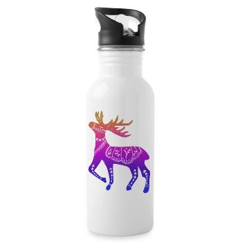 Schweden Schweden dalarna dala Pferd Pferd Frohe Weihnachten Elch - Trinkflasche mit integriertem Trinkhalm - Weiß - Rechts