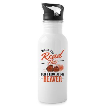 Castor Beaver Dam cadeau castor - Gourde avec paille intégrée - blanc - Droite