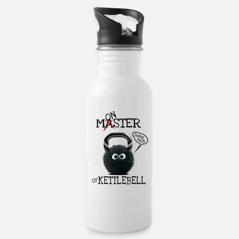 Meister der Kettlebell vs. Monster der Kettlebell? - Trinkflasche mit integriertem Trinkhalm - Weiß