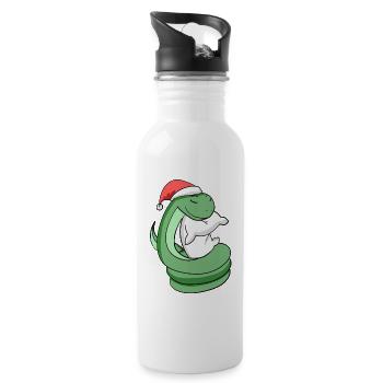 Serpent Mignon Fatigué Noël - Gourde avec paille intégrée - blanc - Droite