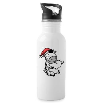 Zebra Niedlich Müde Weihnachten - Trinkflasche mit integriertem Trinkhalm - Weiß - Rechts