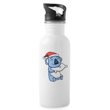 Koala Niedlich Müde Weihnachten - Trinkflasche mit integriertem Trinkhalm - Weiß - Rechts