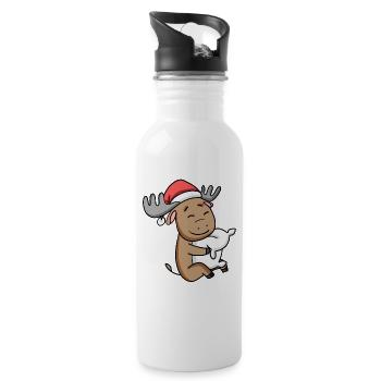 orignal cerf mignon fatigué Noël - Gourde avec paille intégrée - blanc - Droite