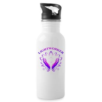 Ganzheitliche Heilung Hände Lightworker Reiki - Trinkflasche mit integriertem Trinkhalm - Weiß - Rechts