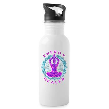 Chakra Holistic Healing Hands Energy Healer Reiki - Trinkflasche mit integriertem Trinkhalm - Weiß - Rechts