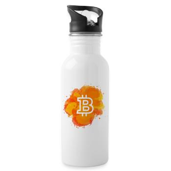 Bitcoin Crypto Cryptocurrency Splash - Water bottle with straw - white - Right