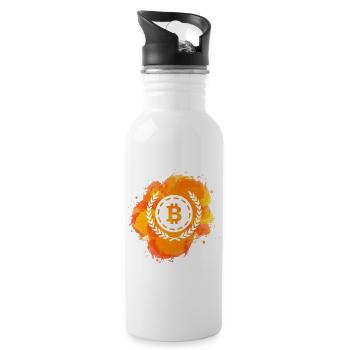 Bitcoin Crypto Cryptocurrency Splash - Water bottle with straw - white - Right