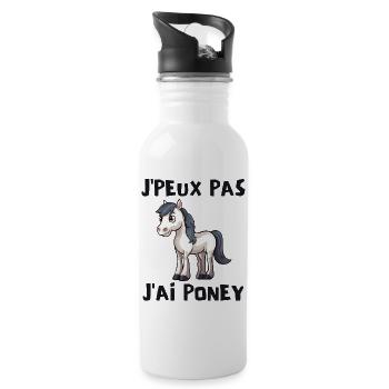 poney, cheval, poney club - Gourde avec paille intégrée - blanc - Droite