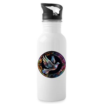 Colombe Cosmique En Anneau De Couleur - Gourde avec paille intégrée - blanc - Droite