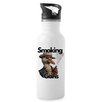 Tuxedo Goose, Humor, Fun Fun, - Water bottle with straw - white - Right