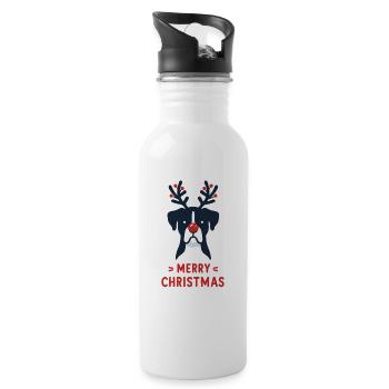 Boxer Christmas Winter Animals Dogs - Water bottle with straw - white - Right