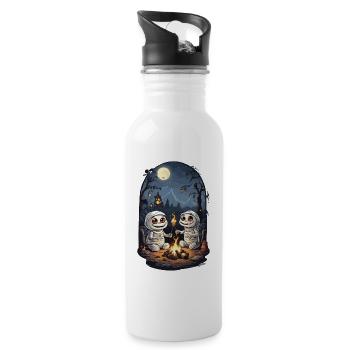 Kids Halloween Campfire Mummies Cartoon - Water bottle with straw - white - Right